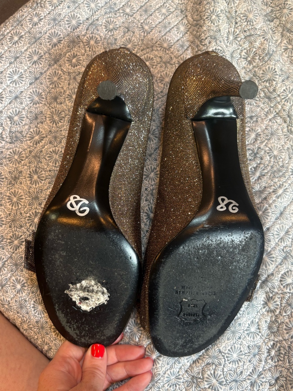 Stuart Weitzman Women’s Bronze Pyrite Nocturn Bowover Open Toe Pump Size 8 - Picture 9 of 11